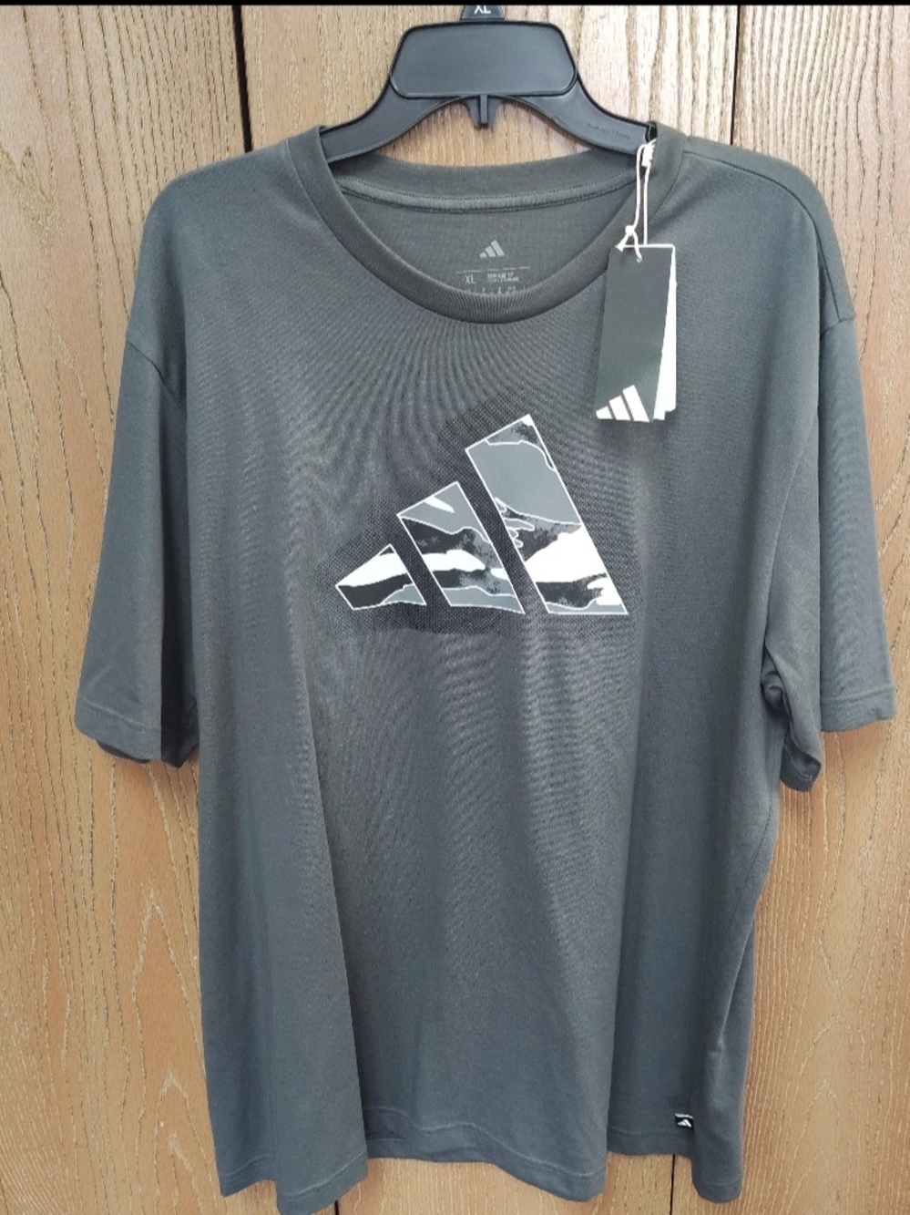 adidas Men's Dark Gray Short Sleeve Camo Logo Tee